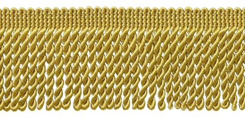 DÉCOPRO 2 1/2" (6cm) Bullion Fringe Trim (Style# EF25) Antique Gold #C4 (Dark Yellow Gold) 5 Yards (4.5m/15 ft) - color: Antique Gold #C4 (Dark Yellow Gold), size: 2 1/2" (6cm)