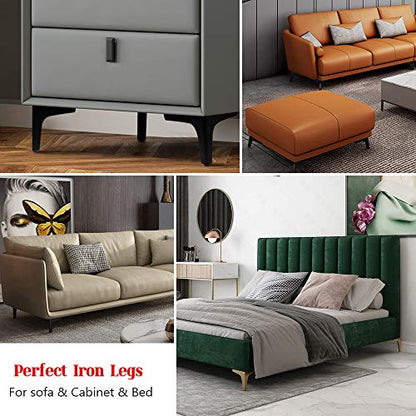 4 Pack 4 Inch Furniture Legs, Chrome Metal Polished Triangle Feet - color: Matte Black, size: 6 inches, 4 Pcs