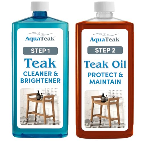 AquaTeak Care Kit, Teak Oil & Wood Cleaner Brightener, 16 oz Each