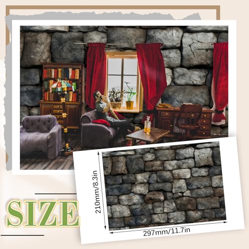 Flutesan 12 Pcs Miniature Dollhouse Wallpaper, Stone Pattern - style: Stone Pattern