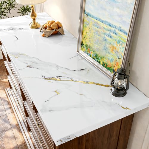 Calacatta White Marble Countertop Contact Paper Peel and Stick Countertops - size: 15.8" x 237"