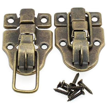 Retro Style Duckbilled Toggle Hasp Latch,LBTODH 2 pcs Antique Toggle Hasp Latch with Padlock Hole for Jewelry Box Cabinet Toolbox Suitcase,with Mounting Screws(Bronze) - color: Bronze