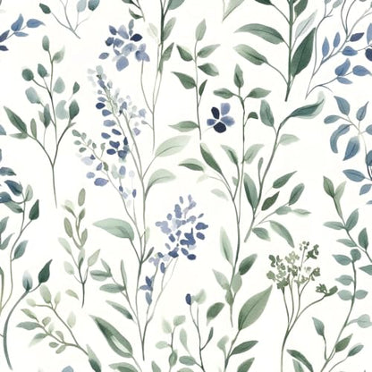 ILHIIOR Blue Leaf Peel and Stick Wallpaper Boho 17.5 x787 Inches - color: Green, size: 17.5" x 787"