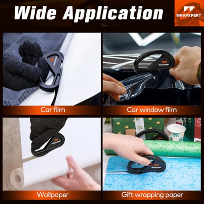 WRAPXPERT Wrapping Paper Cutter 4Pack (19 Blades), Vinyl Cutter Car Wrap Cutting Tool Snitty Safety Vinyl Film Cutter with Razor Blade for Window Tint, Car Wrap - size: 4 Pack