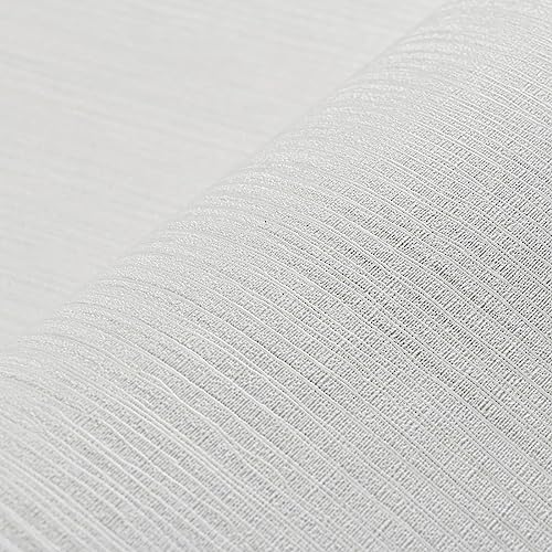 Haimin Grasscloth Textured Wallpaper 24in X 393in Fabric Contact Paper White Wall Paper Linen Peel and Stick Self-Adhesive Thick Vinyl Embossed Film Wallpaper (White) - color: White