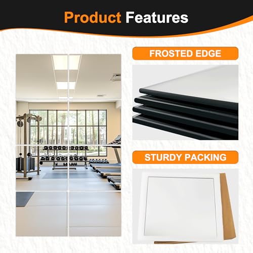 Delma Frameless Mirror Tiles 14"x12"x8 Pcs Wall Mounted - size: 14''x12''-8PCS