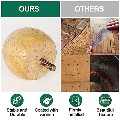 FoDau770 Rubber Wood Furniture Legs 2.4 Inch, Couch Feet Replacement, 4pcs - color: Original, size: 2.4 Inch