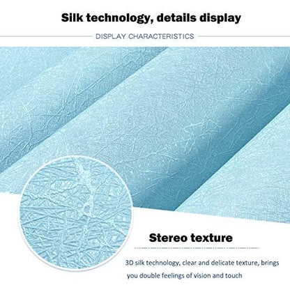 MelunMer Blue Silk Wallpaper Peel and Stick Textured Removable15.7 x118 - color: Blue, size: 15.7" x 118"