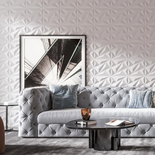Art3dwallpanels 33 Pack 3D Wall Panels Diamond, White, 12''x12'' - color: White, size: 33 Pack