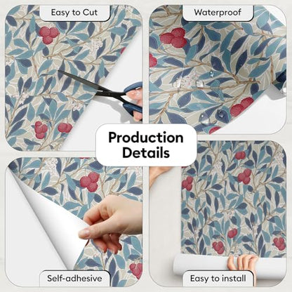 17"x78.7" Peel and Stick Wallpaper Renter Friendly-Pomegranate Fruit - color: Pomegranate Fruit, size: 17" x 78.7"