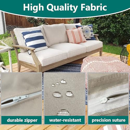 FLYMEI Patio Cushion Covers 28x13x4, Beige, 1Packs - color: Beige, size: 28x13x4-1Packs-Cover Only