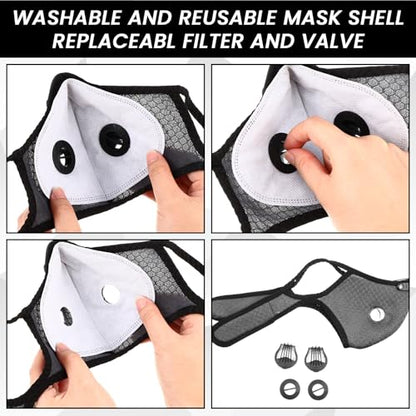 Threlaco Dust Mask Reusable - color: Black, Dark Gray