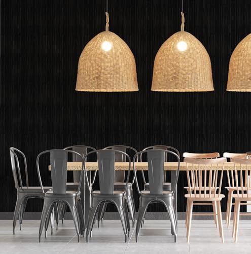 Black Grasscloth Peel and Stick Wallpaper Texture Contact Paper 15.7" X 120" Self-Adhesive Linen Removable Wallpaper Cabinets Counter Top Liners - color: Black, size: 15.7" x 120"