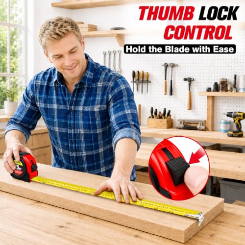 JETMORE 2 Pack Tape Measure, Measuring Tape Retractable with Magnetic Hook - size: 2-Pack Red