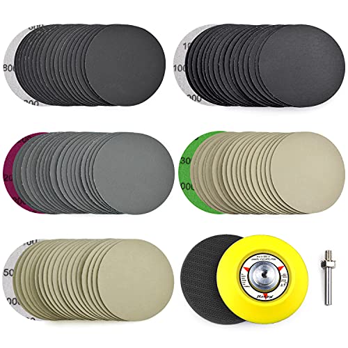 POLIWELL 3 Inch Sanding Discs 100PCS Heavy Duty Silicon Carbide