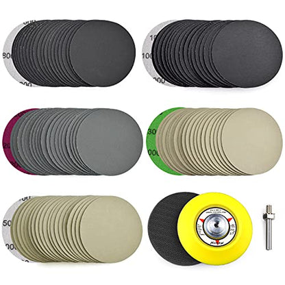 POLIWELL 3 Inch Sanding Discs 100PCS Heavy Duty Silicon Carbide