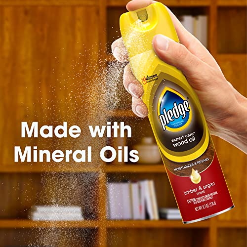 Pledge Moisturizing Wood Oil Polish Spray, Amber & Argan, 9.7 oz, (3-Pack)
