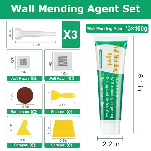 Drywall Repair Kit, 3 Pack Wall Repair Paste, Wall Mending Agent,Wall Surface Hole Fill Quick and Easy Solution