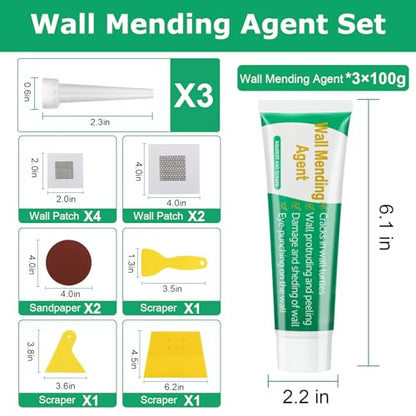 Drywall Repair Kit, 3 Pack Wall Repair Paste, Wall Mending Agent,Wall Surface Hole Fill Quick and Easy Solution
