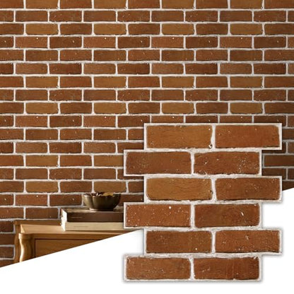 Commomy Faux Brick Wall Panels Peel and Stick Thin PVC 10 Pcs 11.8" x 11.8" - color: Brick-MA