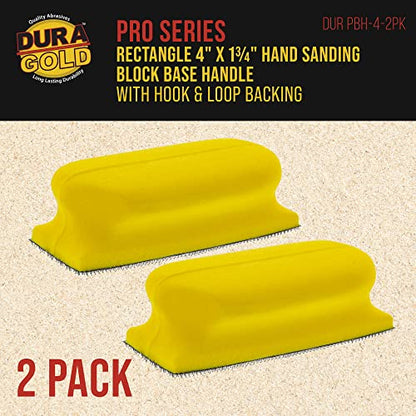Dura-Gold Rectangle 4" x 1-3/4" Hand Sanding Block Base Handle, Hook & Loop