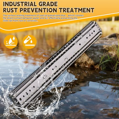 500 Lbs Heavy Duty Drawer Slides 12 14 16 18 20 22 24 26 28 30 32 34 36 38 40 56 60 Inch Side Mount Rails Full Extension Ball Bearing Industrial Rail Tool Box Runner -with 24 pcs M6 Screws - size: 22 Inch, style: 500LB/W:76mm(NO Lock)
