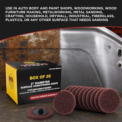 Dura-Gold 2" Diameter Surface Conditioning Discs Maroon Medium Sanding Grit - style: Medium