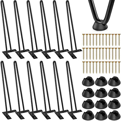 Reginary 12 Pack Hairpin Legs 16 Inch Metal Table Legs Heavy Duty Desk Furniture Coffee Table DIY Projects for Cabinet, Wardrobe, Drawers, Nightstand, Bench with Floor Protectors and Screws