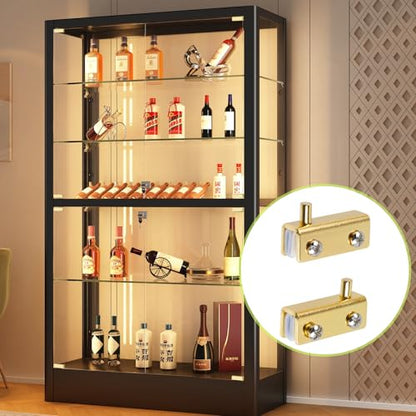 Glass Door Pivot Hinge Glass Door Magnetic Catch with Clamp Set - color: Gold
