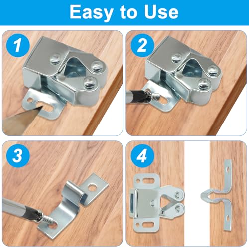 24Pcs Alloy Steel Double Roller Catches, Silver - color: Silver