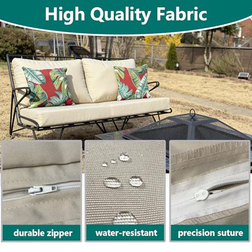 FLYMEI Patio Cushion Covers 48x24x5, Beige, 1Packs - color: Beige, size: 48x24x5-1Packs-Cover Only