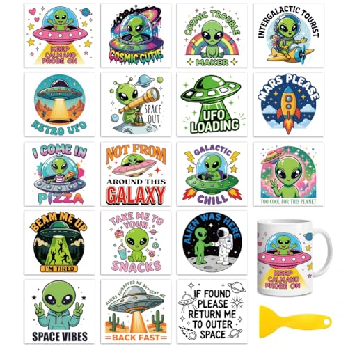 Peacoblue Alien Series Rub On Transfers for Craft, Transfer Sticker - style: Alien Series