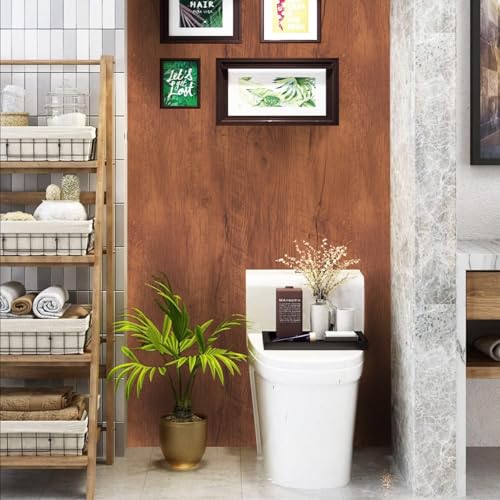 Wood Grain Contact Paper Peel and Stick Wallpaper for Cabinets Furniture - color: Reddish Brown, size: 17.7" x 216"