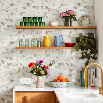 STICKGOO 10-Sheets Peel and Stick Backsplash, Glossy Pandora - color: Glossy Pandora Marble
