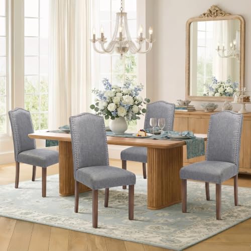 Upholstered Dining Chair Modern Parsons Stylish Kitchen Diner Set of 4 - color: Grey, size: Set of 4