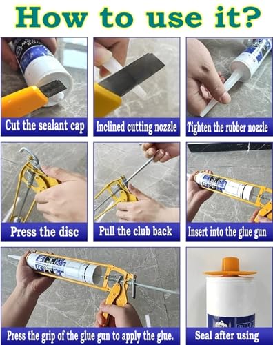 Advanced Silicone Caulk for Kitchen & Bathroom,10 fl oz Cartridge,12 Pack 100% Waterproof Silicone Sealant，Stronger Adhesion, Shrink & Crack Proof Silicone Caulk Sealant (White-12 Pack)