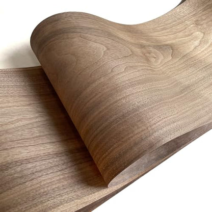 Natural Wood Veneer, Thin Veneer Sheets, Furniture/Boxes/Wooden Crafts Production and Renovation, Handmade DIY (Walnut) - color: Walnut / 11″ x 95″