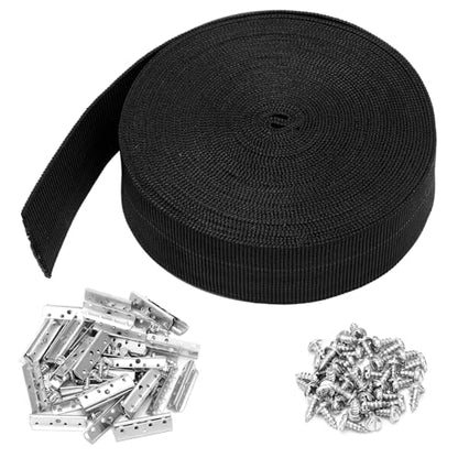 Threehoney Webbing Repair Kit, 60 Pcs Webbing Clips, 2 Inch Wide X 60 Ft.