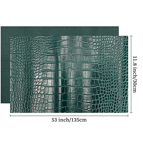 12" x 53" Glossy Embossed Crocodile Texture Faux Leather Roll Synthetic Leather Crafts Fabric for Wallets Keychains Handbags Making Sewing Crafts Material (Dark Green) - color: Dark Green