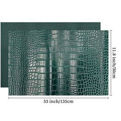 12" x 53" Glossy Embossed Crocodile Texture Faux Leather Roll Synthetic Leather Crafts Fabric for Wallets Keychains Handbags Making Sewing Crafts Material (Dark Green) - color: Dark Green