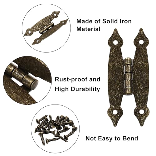 Murtenze 3.5 Inch Bronze Antique H Hinges, 4 Pack - color: Antique Bronze