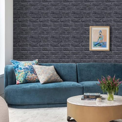 COMSTICKC 3D Faux Brick Wall Panels Peel and Stick, 10 Pcs 11.8" x 11.8" - color: Dark Gray