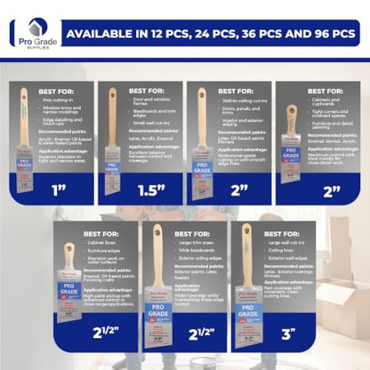 Pro Grade Angle Paint Brushes, Paint Brush Set for Trim & Walls, 6 Pc