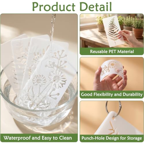 24 Pcs Flower Stencils for Painting, PET Stencils for Crafts Reusable