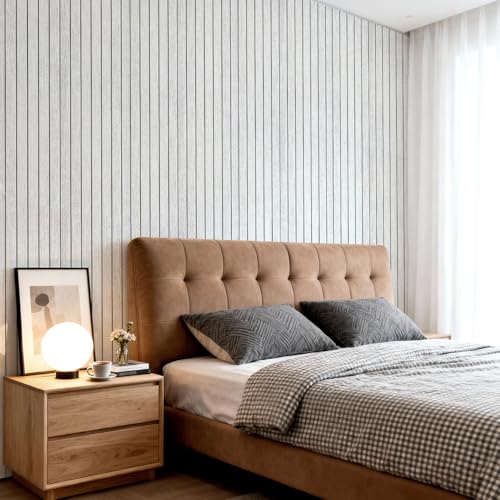 3D Wall Panel Peel and Stick, 15.7 x 118 in, Bright Gray - color: Bright Gray