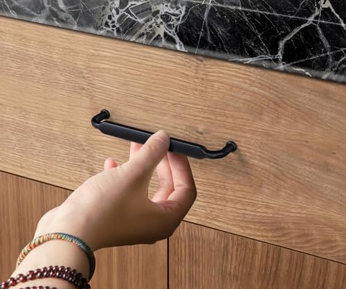 Goo-Ki 6 Pack 3 in (76mm) Hole Center Cabinet Pulls Matte Black Zinc Alloy Kitchen Drawer Pulls Drawer Handles 3.45 Inch Length 2202-B-76 - color: Matte Black, size: 3 Inch Hole Centers