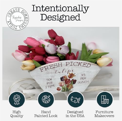 Rub on Transfers for Crafts and Furniture | 3 Design Sheets 6”x 12” | Home Decor Transfers | Furniture and Craft Decals | by Thymeless Designs (Tulips) - style: Tulips