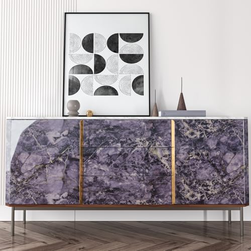 Purple Gold Black Marble Contact Paper Peel and Stick Countertops Glossy Violet Marble Wallpaper Vinyl Wrap for Kitchen Table Shelf Prepasted Counter Top Cover for Bathroom 23.6"x118" - size: 23.6" x 118"