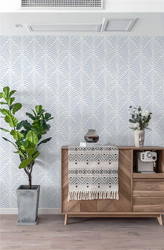 Safiyya Peel and Stick Wallpaper Boho Contact Paper 17.3"x393" Blue Geometric Modern Wall Paper Self Adhesive Removable Wallpaper for Bedroom Vinyl Rolls - color: Blue and White, size: 17.3" x 393"