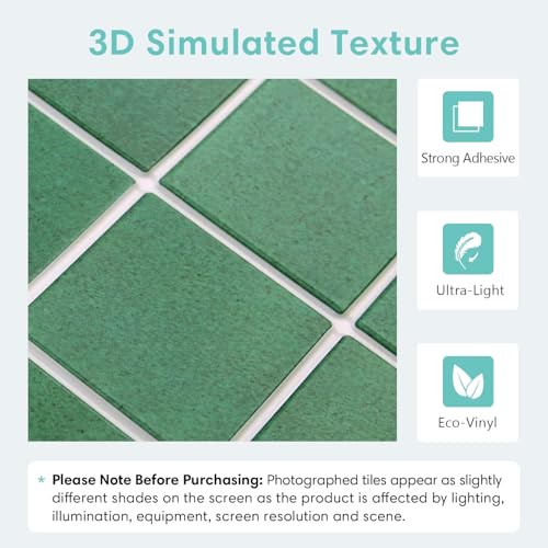 Commomy Matte 3D Peel and Stick Tile,10 Pcs 11.8"x11.8" Forest Green - color: Jungle Green
